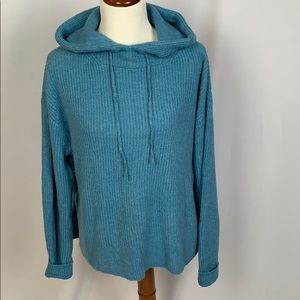Lou & Grey NWT wool blend blue hood sweater Small